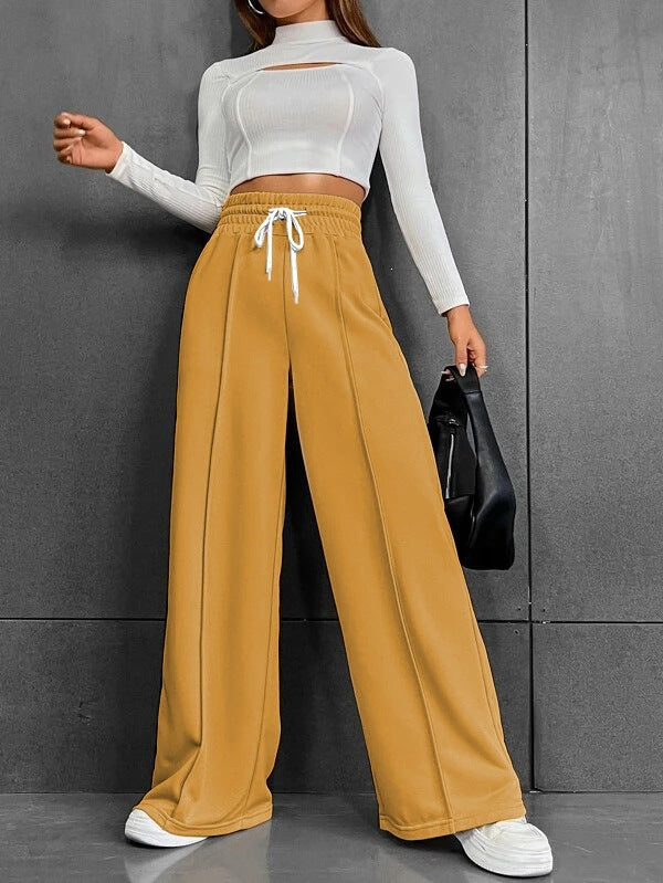 Damen nan weite High-Waist Palazzo-Jogginghose mit Kordelzug und Bügelfalte Shop Nory