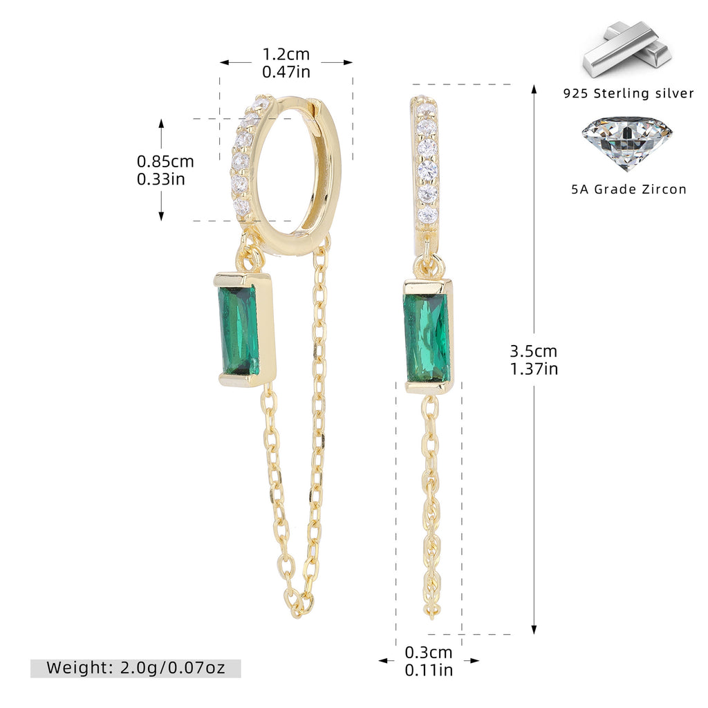 Damen Ohrhänger mit eleganten blauen Zirkonsteinen und feinen Kettendetails Shop Nory