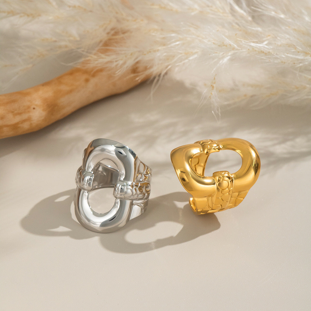 Damen Modischer Edelstahlring mit einzigartigem Design Shop Nory