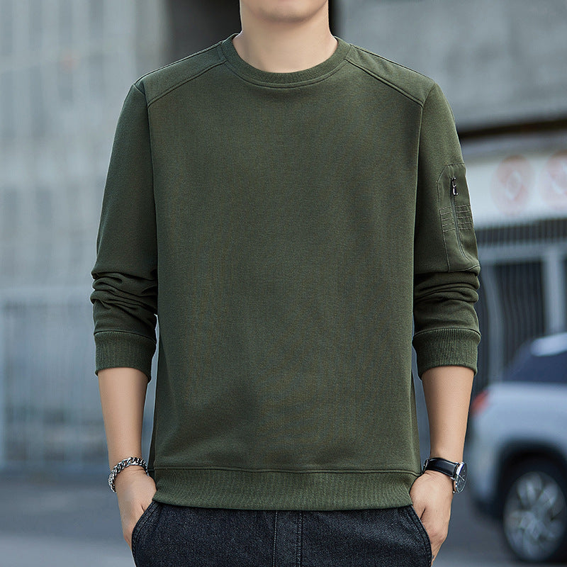 Herren Minimalistisches Sweatshirt mit Raglanärmeln und Reißverschluss-Ärmeltasche Shop Nory