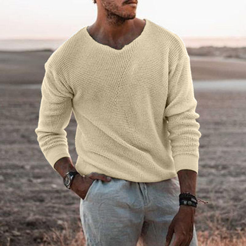 Herren Pullover mit V-Ausschnitt und strukturiertem Design