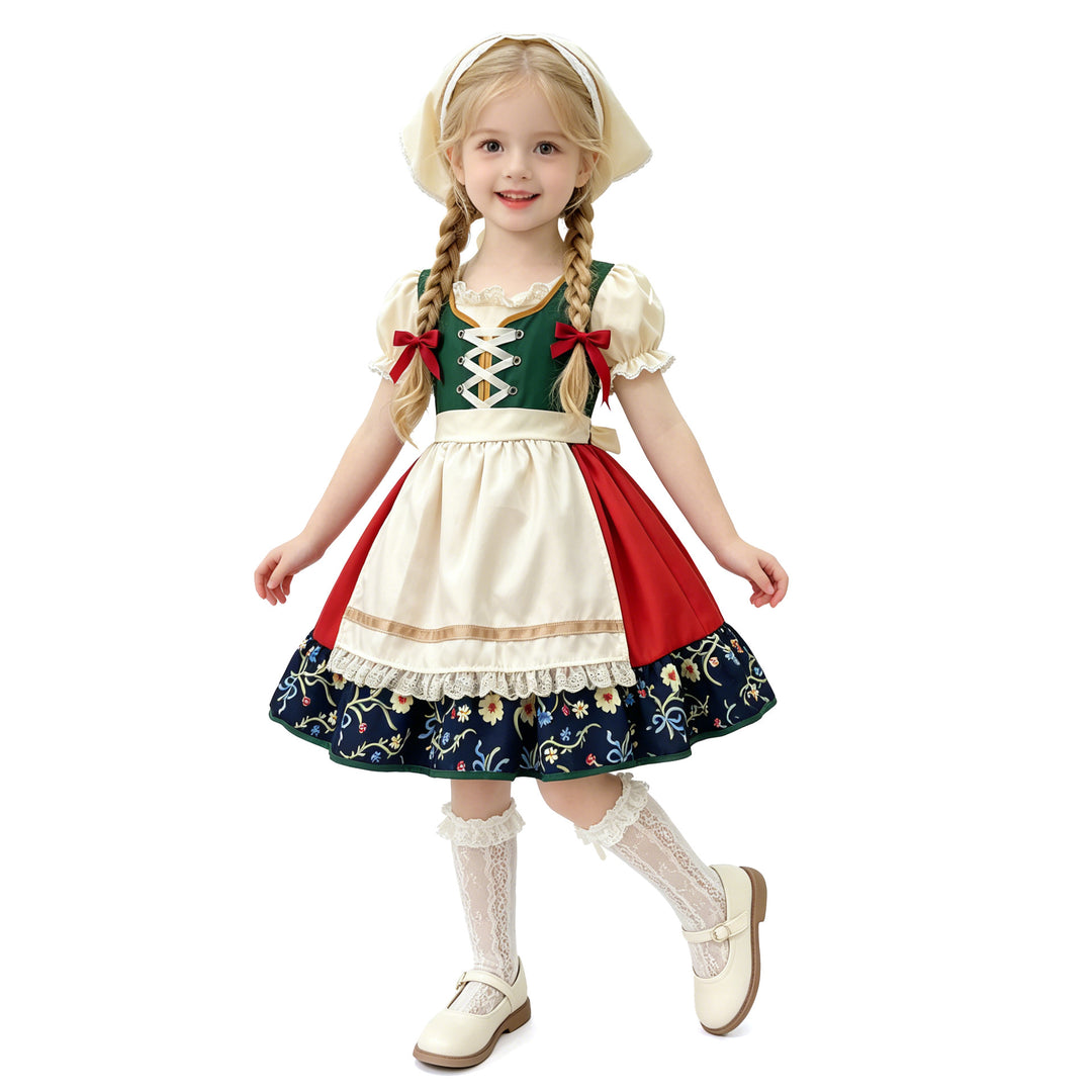 Damen nan traditionelles Kinderdirndl mit besticktem Rock und Spitzenschürze Shop Nory