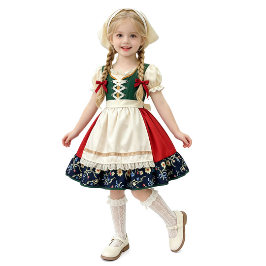 Damen nan traditionelles Kinderdirndl mit besticktem Rock und Spitzenschürze Shop Nory