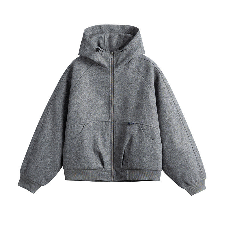 Unisex Oversize Kapuzenblouson aus Wollmix mit Reißverschluss und Kängurutaschen Shop Nory