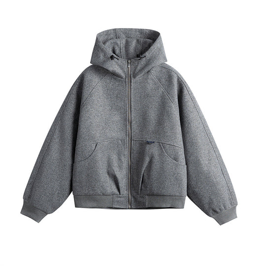 Unisex Oversize Kapuzenblouson aus Wollmix mit Reißverschluss und Kängurutaschen Shop Nory