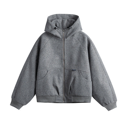 Unisex Oversize Kapuzenblouson aus Wollmix mit Reißverschluss und Kängurutaschen Shop Nory