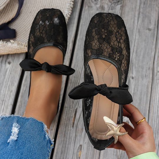 Damen elegante Ballerinas mit floralen Applikationen und rutschfester Sohle