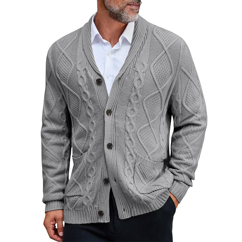 Herren modischer Strickcardigan mit strukturierter Oberfläche und praktischen Taschen Shopnory