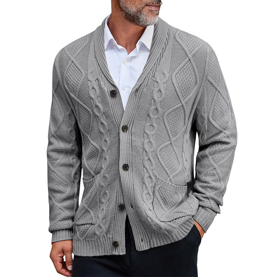 Herren modischer Strickcardigan mit strukturierter Oberfläche und praktischen Taschen Shopnory