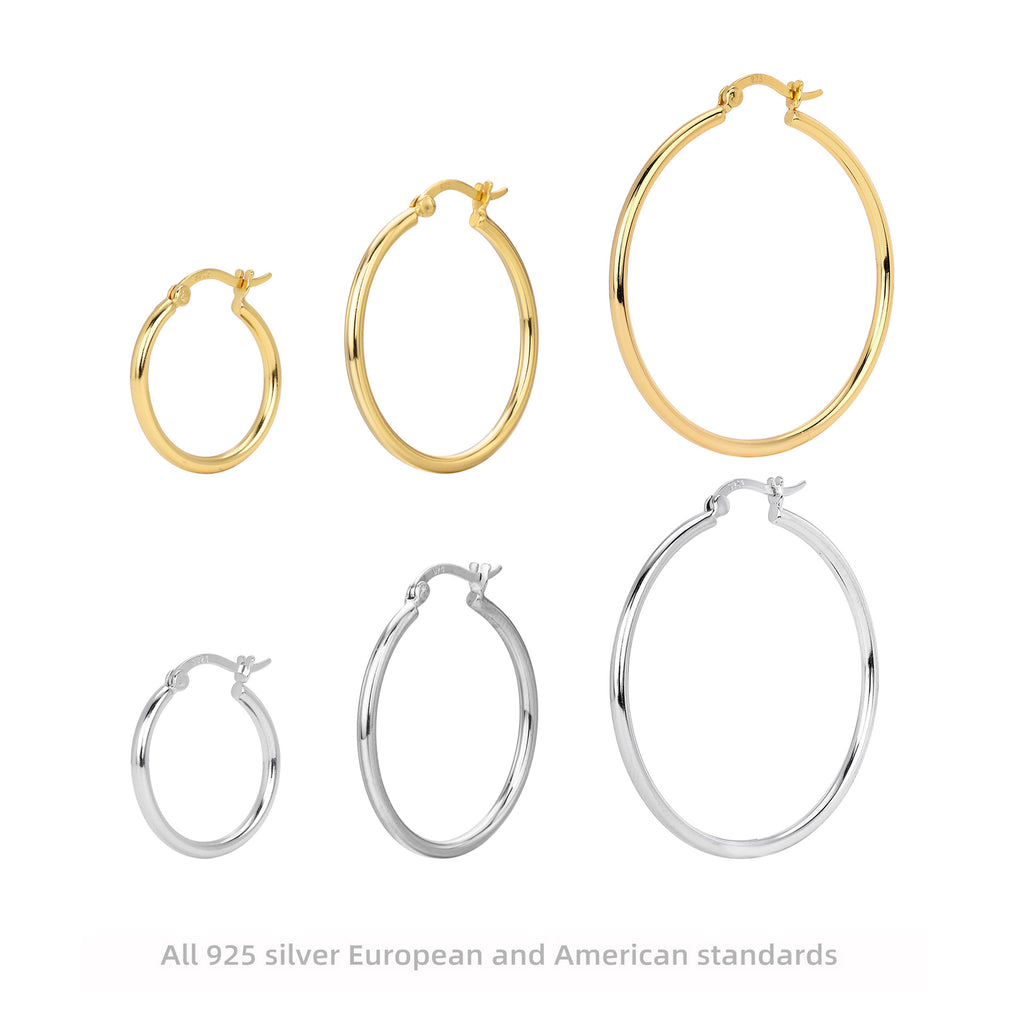 Damen Creolen im eleganten, minimalistischen Design aus 925 Sterling Silber Shop Nory
