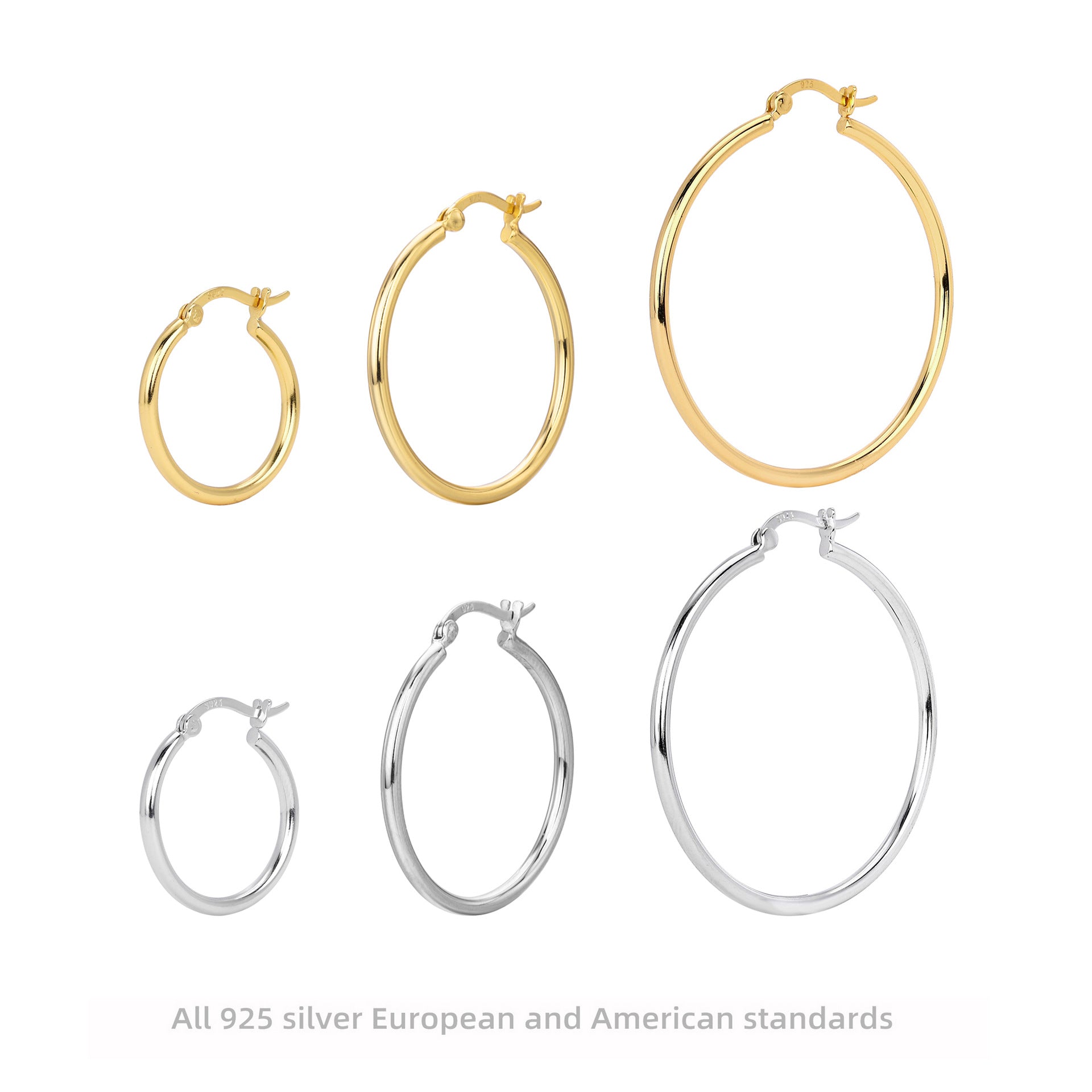 Damen Creolen im eleganten, minimalistischen Design aus 925 Sterling Silber Shop Nory