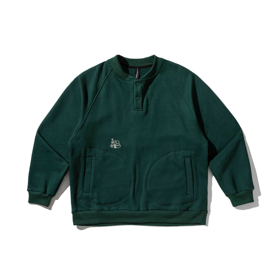 Herren Sweatshirt mit Knopfleiste im Henley‑Stil, Raglanärmeln und aufgesetzten Rundtaschen Shop Nory