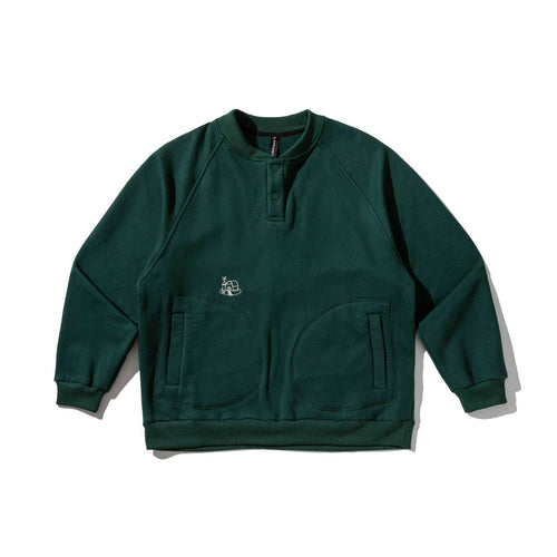 Herren Sweatshirt mit Knopfleiste im Henley‑Stil, Raglanärmeln und aufgesetzten Rundtaschen Shop Nory
