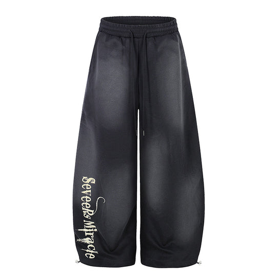 Damen Weite Palazzo-Jogginghose mit Komfortbund, Kordelzug und typografischem Seitenprint Shop Nory