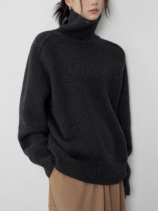 Damen Rollkragenpullover aus feinem Wollmix mit geradem Schnitt und breitem Rippkragen Shop Nory