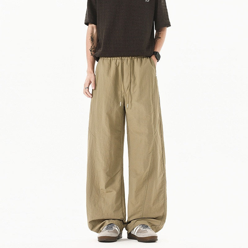 Herren Weit geschnittene Relaxed-Fit Leinen-Baumwoll-Hose mit elastischem Bund und Kordelzug Shop Nory