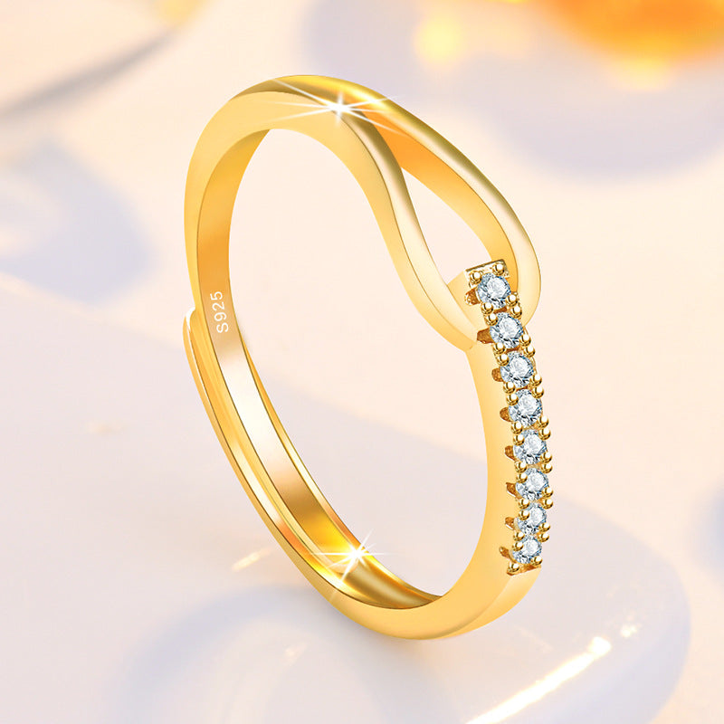 Damenring mit elegantem Wellen-Design und funkelnden Zirkonia Shop Nory