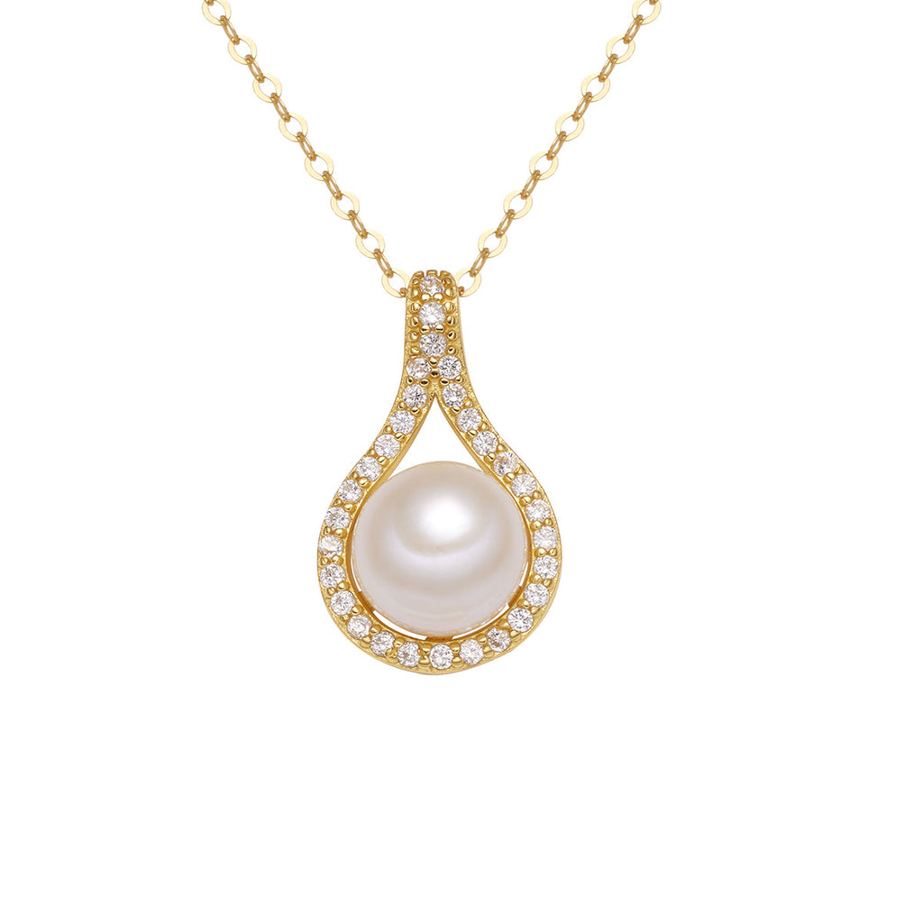 Damen elegante Halskette mit tropfenförmigem Perlenschmuck und funkelnden Kristallverzierungen Shop Nory