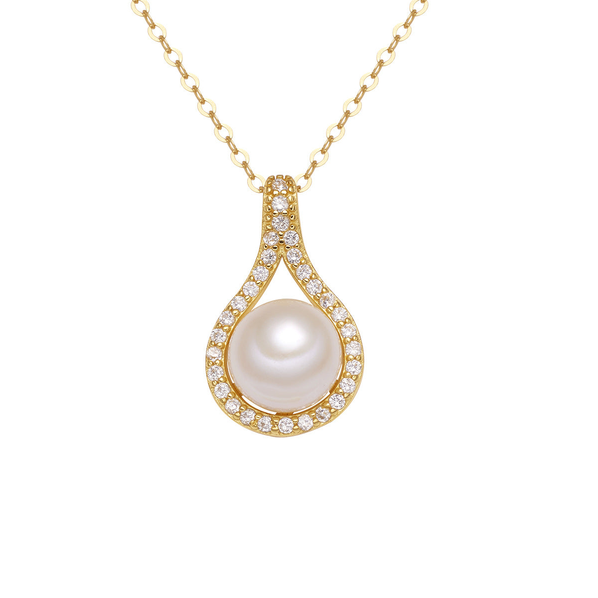 Damen elegante Halskette mit tropfenförmigem Perlenschmuck und funkelnden Kristallverzierungen Shop Nory