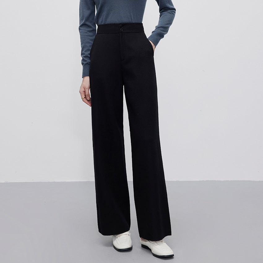Damen Hochtaillierte Wollmix-Palazzohose mit geradem Fall und verdecktem Hakenverschluss Shop Nory