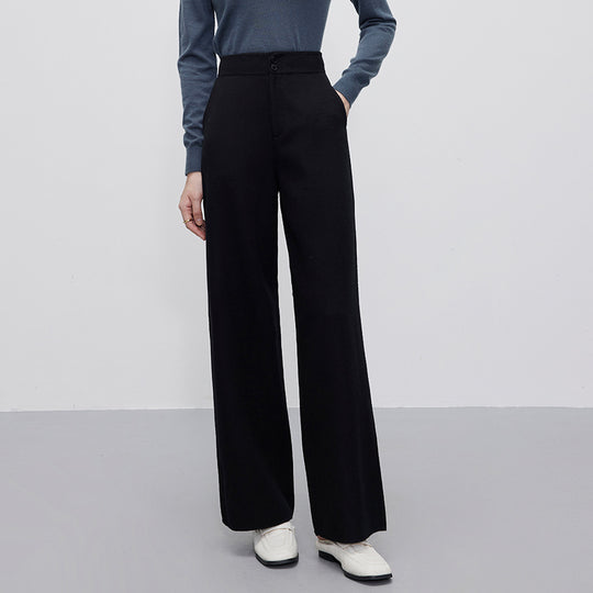 Damen Hochtaillierte Wollmix-Palazzohose mit geradem Fall und verdecktem Hakenverschluss Shop Nory