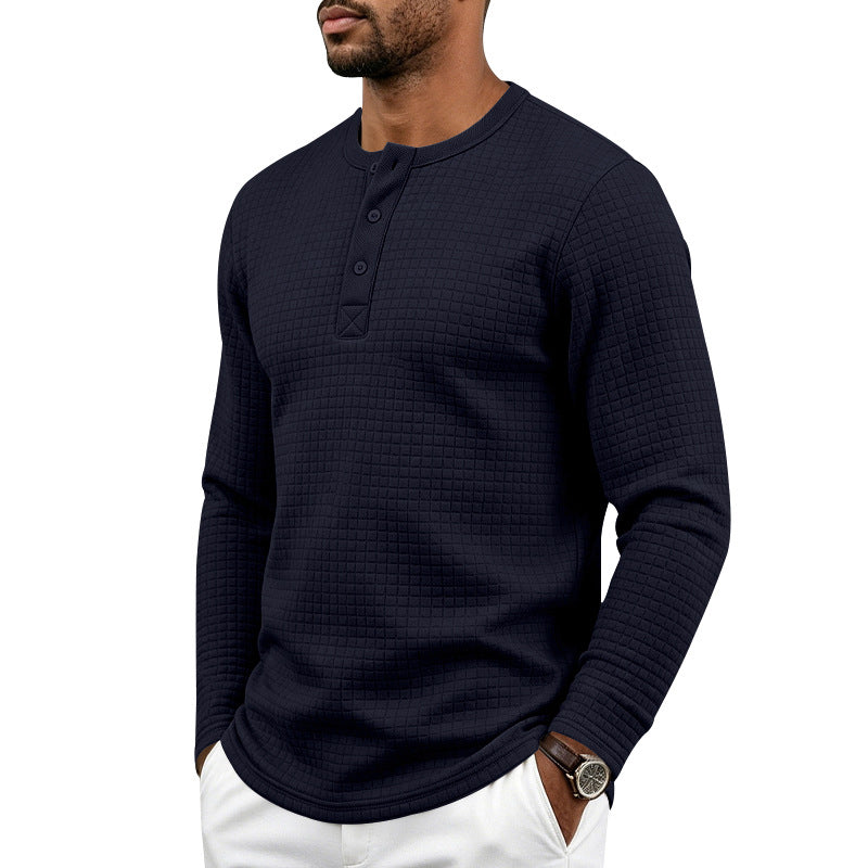 Herren Strukturiertes Waffel-Thermalshirt mit Henley-Knopfleiste und gerundetem Saum Shop Nory