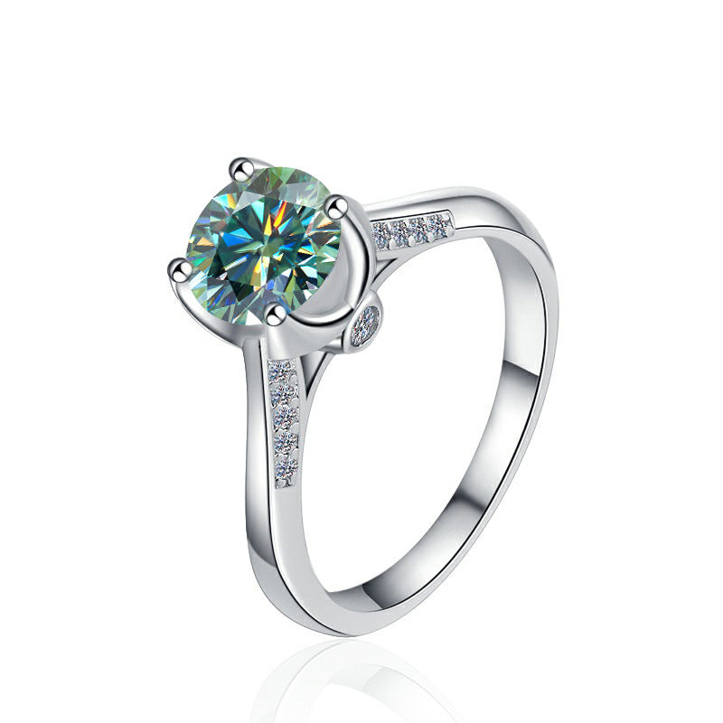 Damen Solitär ring mit strahlendem rosafarbenem Zirkonia und elegantem Besatz Shop Nory