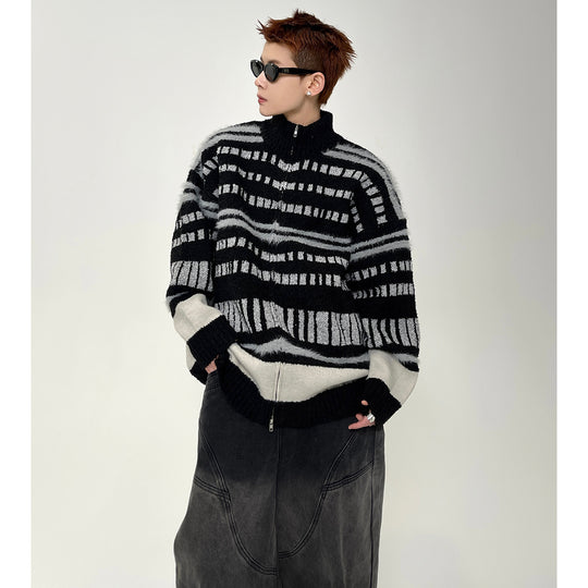 Herren Trendige Oversized Strickjacke mit Reißverschluss Shop Nory