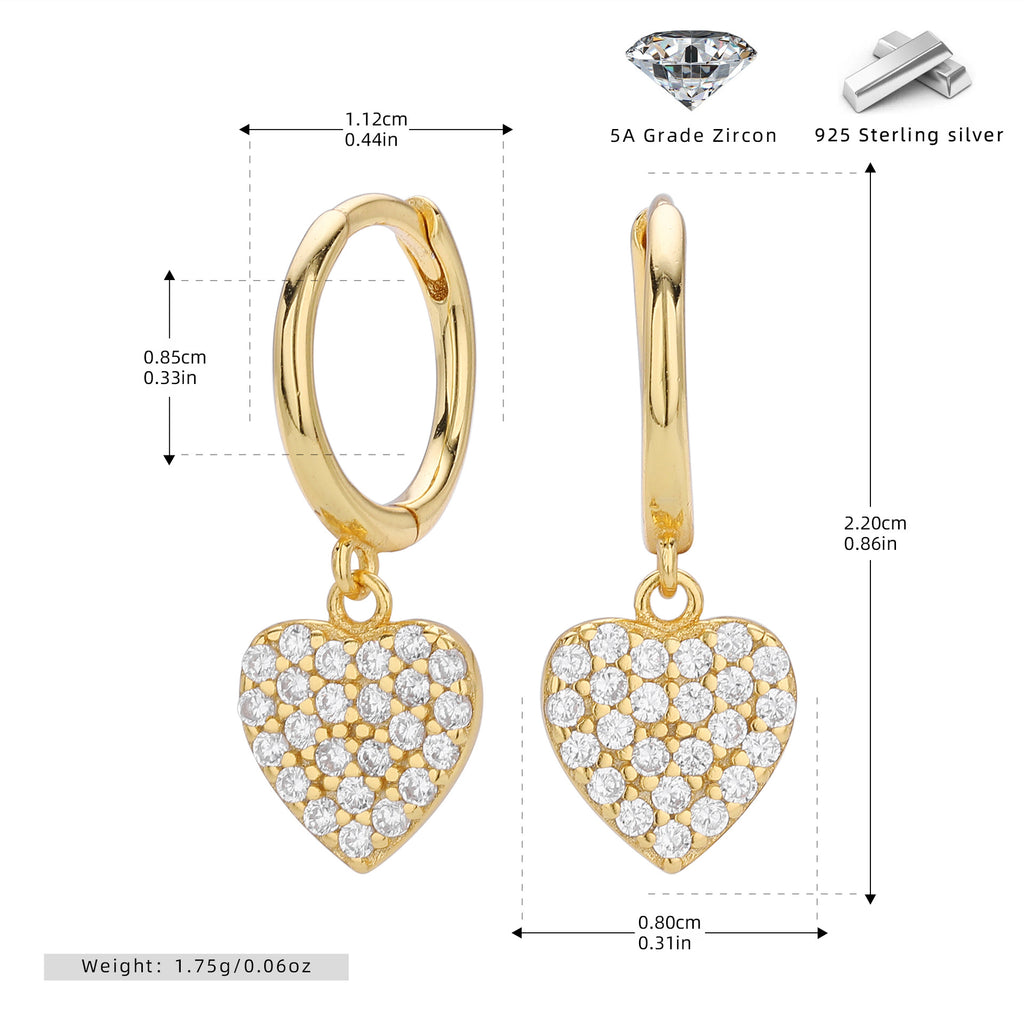 Damen Ohrhänger mit funkelnden Herzanhängern aus hochwertigem 925 Sterling Silber Shop Nory