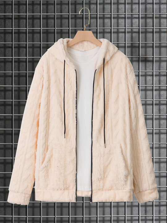 Herren kuschelige Kapuzenjacke aus Teddyfleece mit durchgehendem Reißverschluss und Kängurutaschen Shop Nory