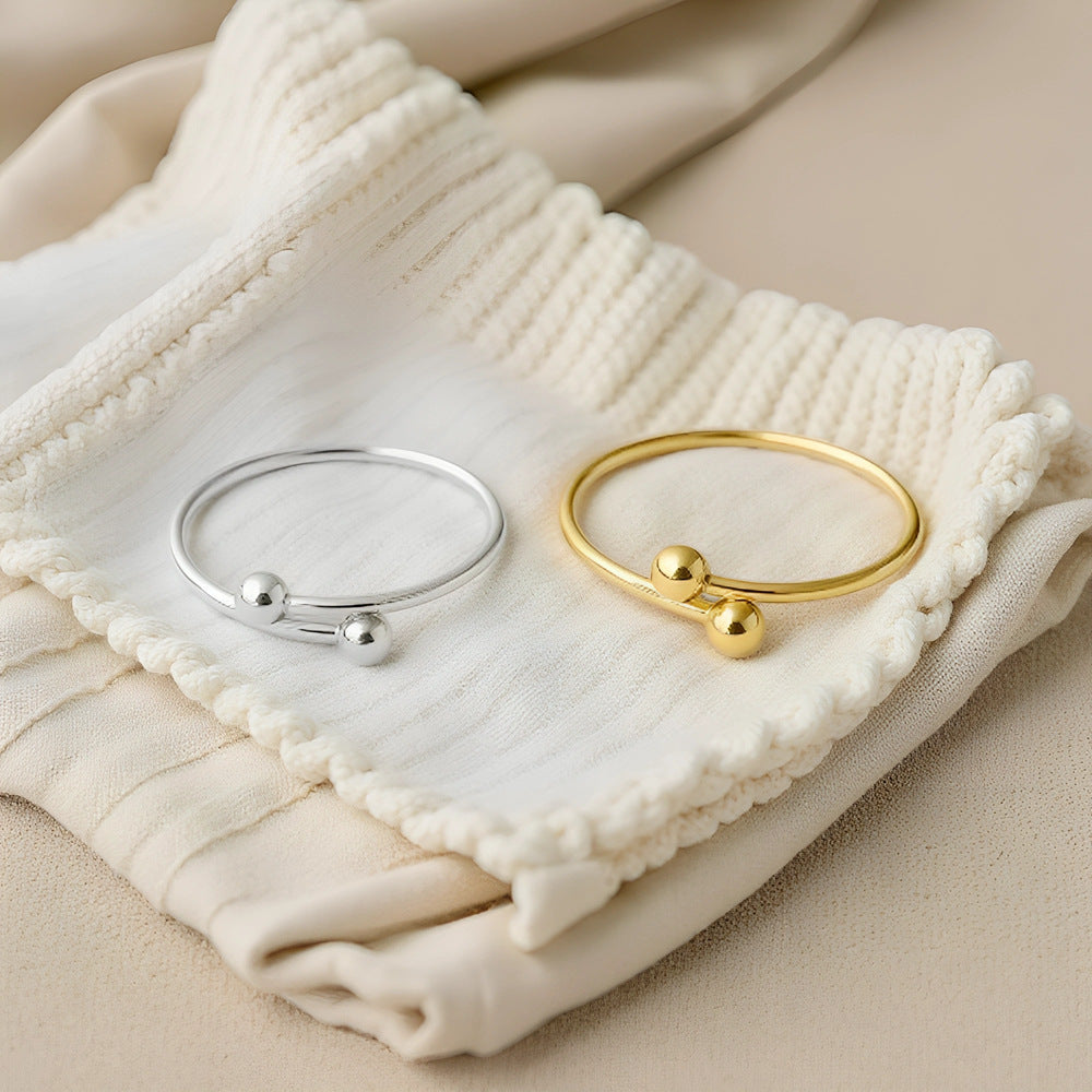 Damen Offener Minimalistischer Ring mit Kugeldetails Shop Nory