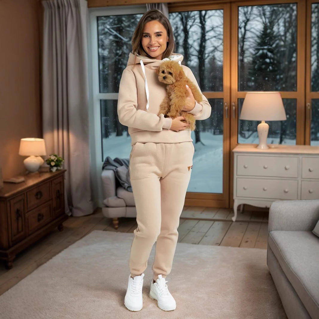 Damen Loungewear-Set mit Schalkragen-Hoodie und taillierter Jogginghose Shop Nory
