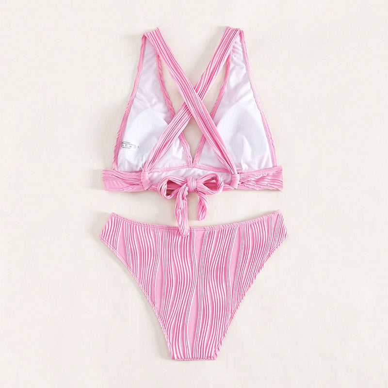 Damen Triangel-Bikini mit hoher Taille und modernem Rüschendesign Shopnory