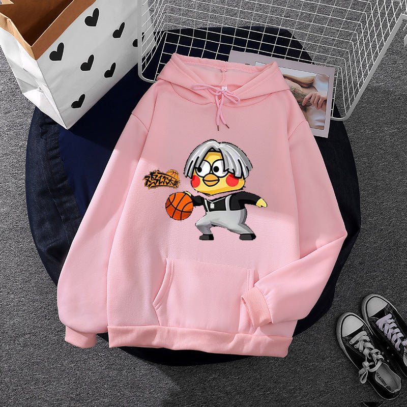 Unisex nan Kapuzenpullover mit Comic-Küken Basketballprint, Kängurutasche und weichem Fleece Shop Nory
