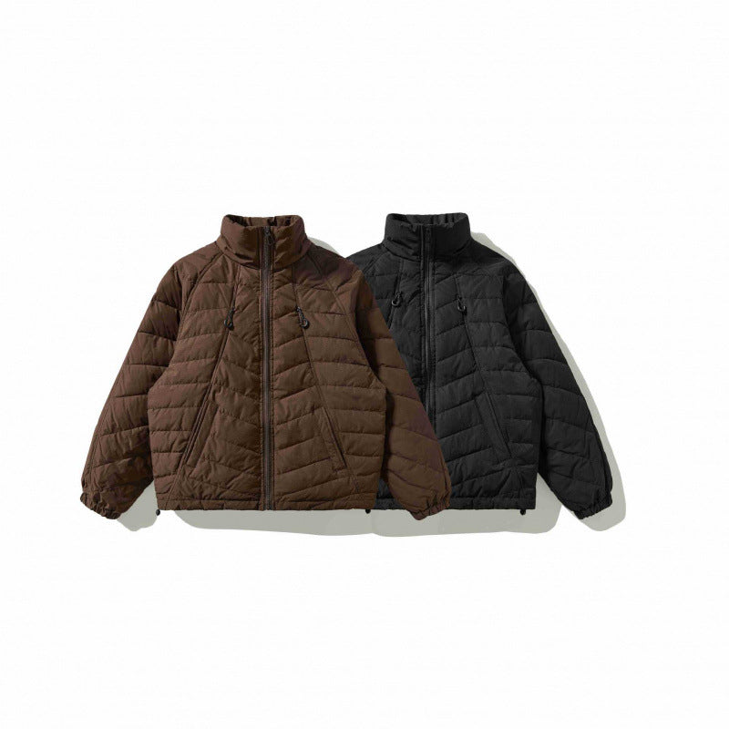 Unisex Gepolsterte Steppjacke mit hohem Kragen, Kordelzugsaum und elastischen Bündchen Shop Nory