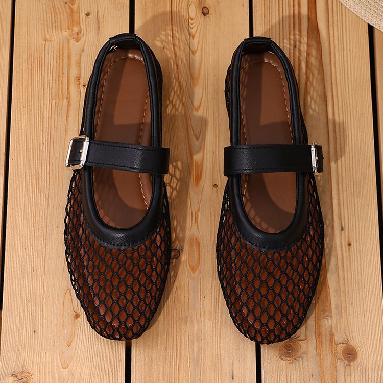 Damen Atmungsaktive Mary‑Jane‑Ballerinas mit Netz‑Mesh‑Obermaterial und verstellbarem Schnallenriemen Shop Nory
