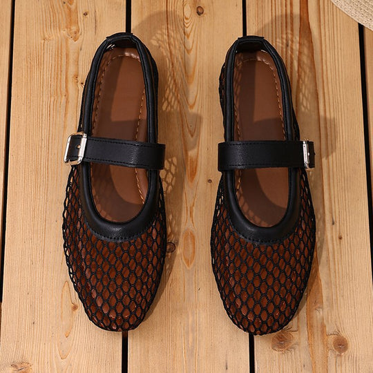Damen Atmungsaktive Mary‑Jane‑Ballerinas mit Netz‑Mesh‑Obermaterial und verstellbarem Schnallenriemen Shop Nory
