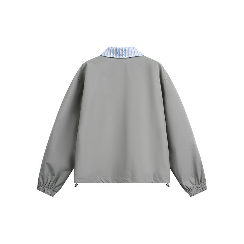 Herren Leichte Boxy-Übergangsjacke mit Kontrastkragen Elastischen Saumabschlüssen und Verdeckt Reißverschluss Shop Nory