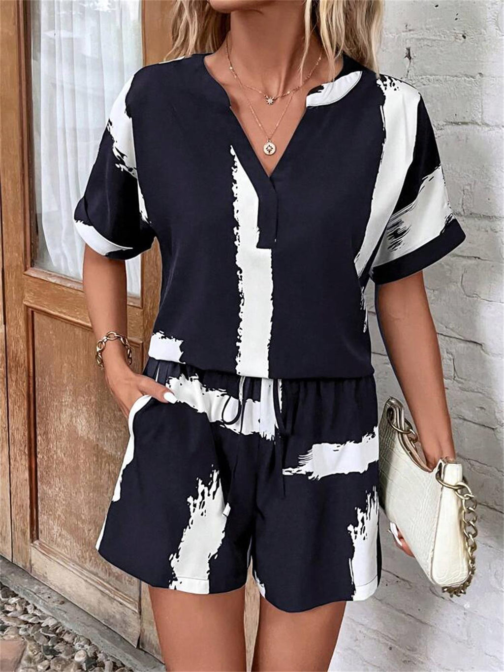 Damen Trendiger Jumpsuit mit kreativem Muster und komfortablem Schnitt Shopnory