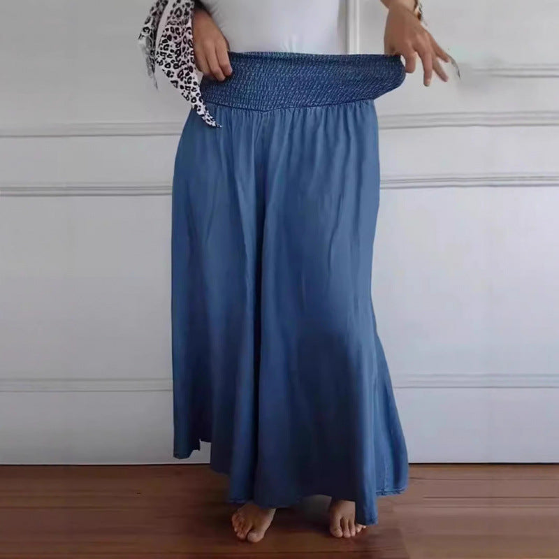 Damen luftige Weite Hose mit elastischem Bund und Taschen