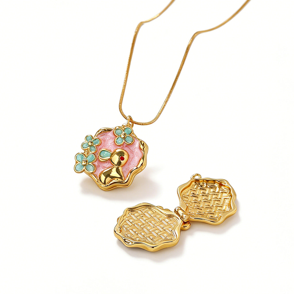 Damen filigraner Anhänger mit Kinder-Motiv und Blumendekor Shop Nory