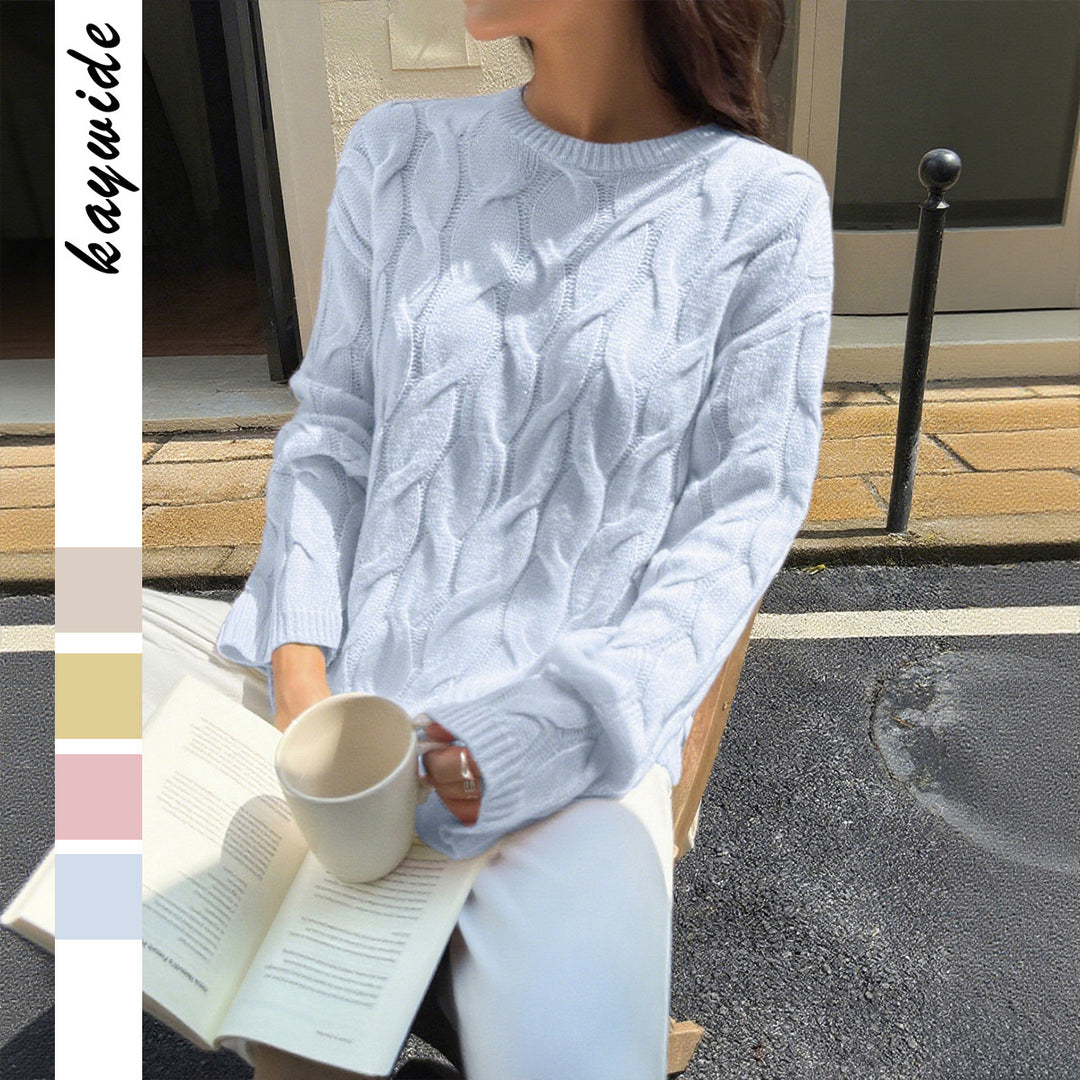 Damen nan oversized Zopfstrickpullover mit Rundhalsausschnitt und weichem Fall Shop Nory
