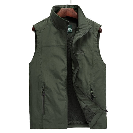 Herren Leichte atmungsaktive Outdoor-Utility-Weste mit Stehkragen, Reißverschlusstaschen und Mesh-Innenfutter Shop Nory
