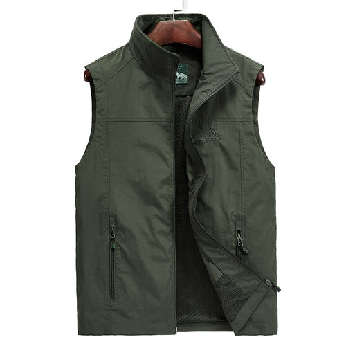 Herren Leichte atmungsaktive Outdoor-Utility-Weste mit Stehkragen, Reißverschlusstaschen und Mesh-Innenfutter Shop Nory