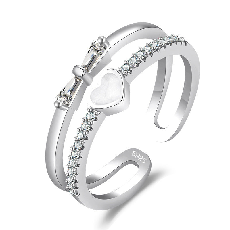 Damen Offener Ring mit funkelndem Herz-Design und Zirkonia-Besatz Shop Nory