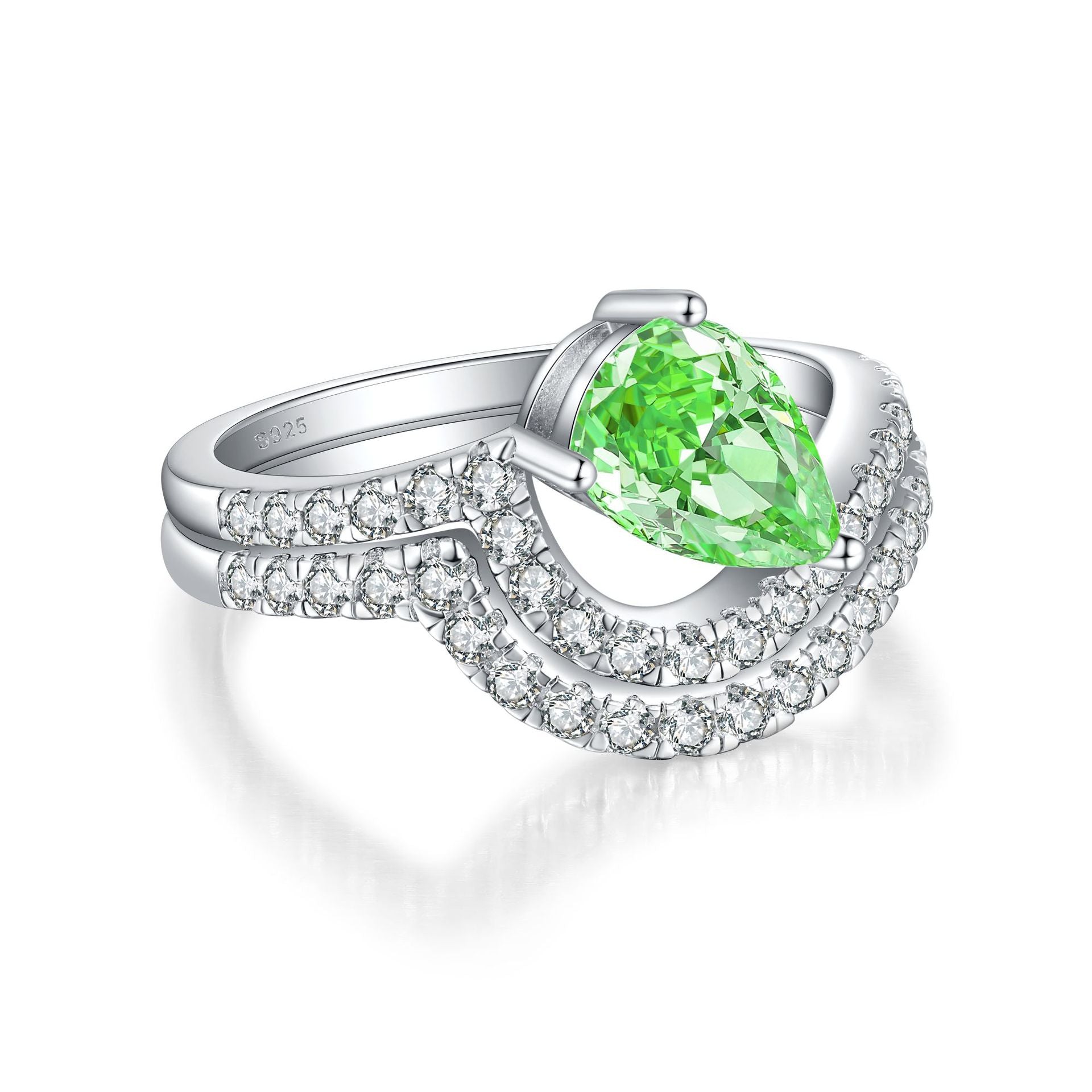 Damen Eleganter Ring mit tropfenförmigem Stein und funkelnden Zirkonia Shop Nory