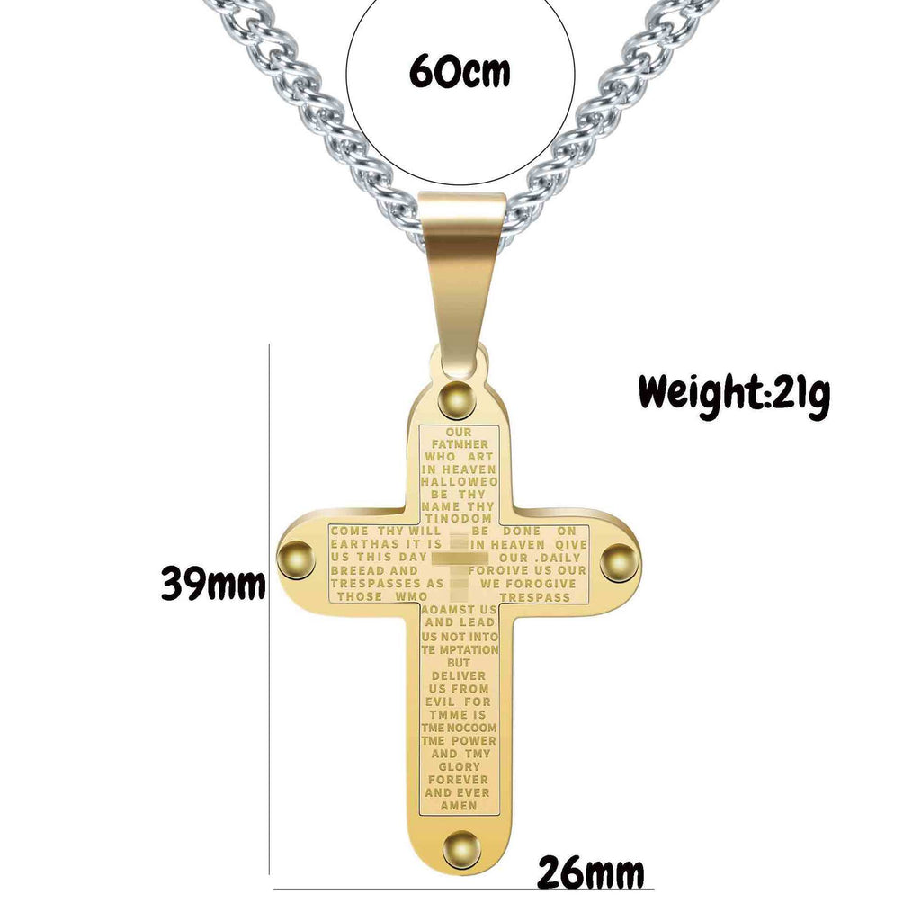 Herren Kette mit graviertem Kreuzanhänger aus hochwertigem Edelstahl Shop Nory