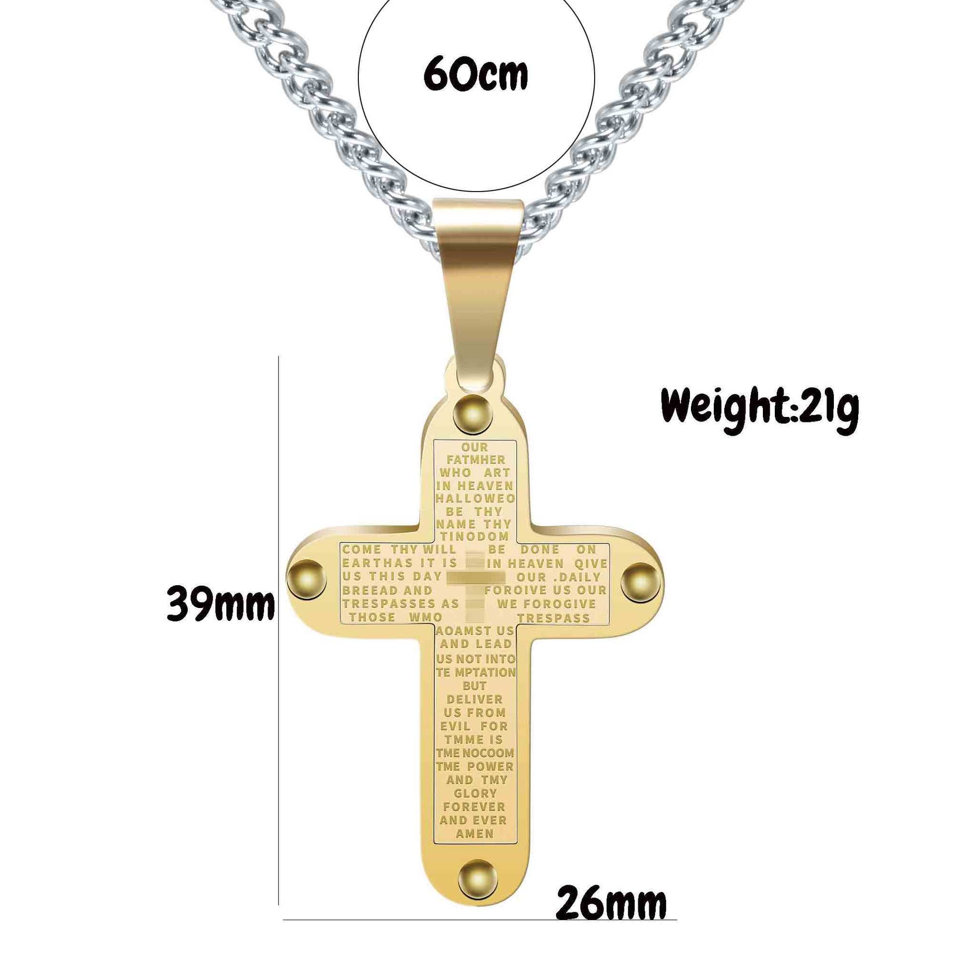 Herren Kette mit graviertem Kreuzanhänger aus hochwertigem Edelstahl Shop Nory