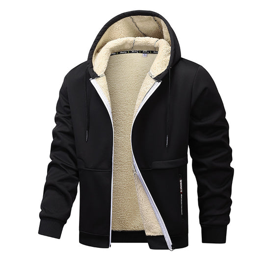 Herren Sherpa‑gefütterte Zip‑Hoodiejacke im Urban‑Casual‑Stil mit Teddyfleece‑Innenfutter Shop Nory