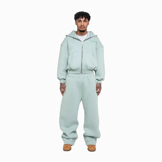 Herren nan lässiges Reißverschluss-Hoodie- und Palazzohose-Set mit dropped-shoulder Silhouette Shop Nory